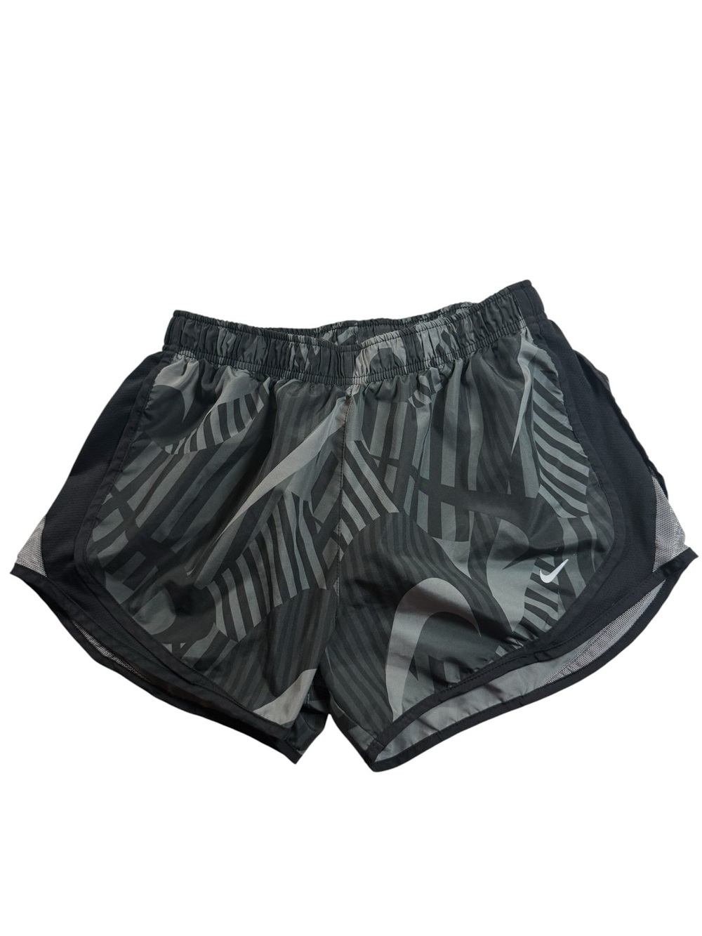 Nike Dri-FIT Women’s Medium Running Shorts Black Gray Patterned Gym Shorts